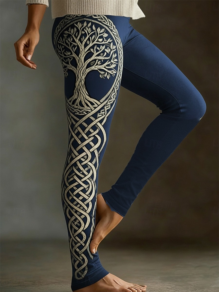 Per donna Vichingo Leggings Leggings comodi Vacanza Vintage Stile Etnico Lunghezza intera Vita Alta Albero Stampa Confortevole Elasticizzato Casuale Quotidiano Vacanza Blu Nero Viola Primavera Autunno del 2026 a $21.99 –P3