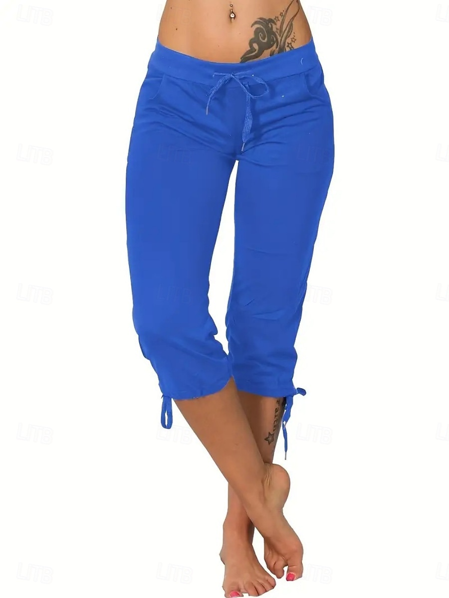 Γυναικεία Κάπρι παντελόνια κινέζικα Κολάν Κομψό στυλ street Καθημερινό Μήκος μοσχάρι Μεσαία Μέση Σκέτο Κορδόνι Τσέπη Άνετα Άνεση Ελαστικό Καθημερινά ΕΞΩΤΕΡΙΚΟΥ ΧΩΡΟΥ Διακοπές 2026 - $22.99 –P11