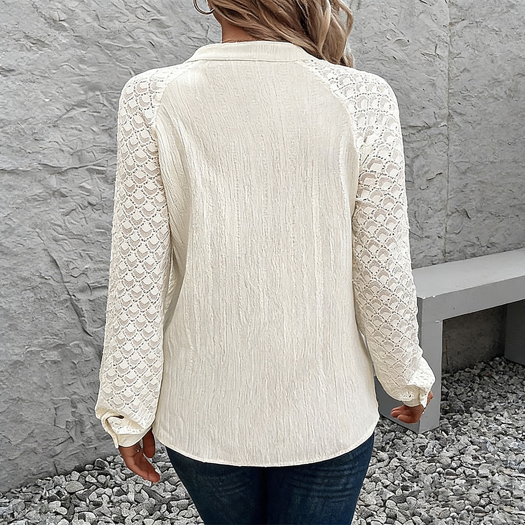 Γυναικεία Casual πουκάμισο Πουκάμισο με κουμπιά Μπλούζα γραβάτα μπροστά Δαντέλα Κουμπιά Συμπαγές Χρώμα Καθημερινά Στυλάτο Καθημερινό Μακρυμάνικο Λαιμόκοψη V Όρθιος Γιακάς Κανονικά μπλουζάκια 2026 - $31.99 –P2