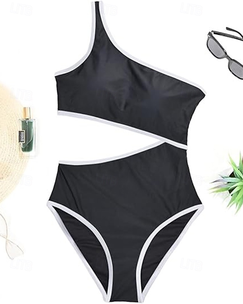 نسائي ثوب السباحة لباس السباحة ون بيس لون سادة سريع جاف عالية المرونة بدون كم ملابس السباحة تزلج على الماء عطلة سباحة الصيف 2026 - $17.99 –P9