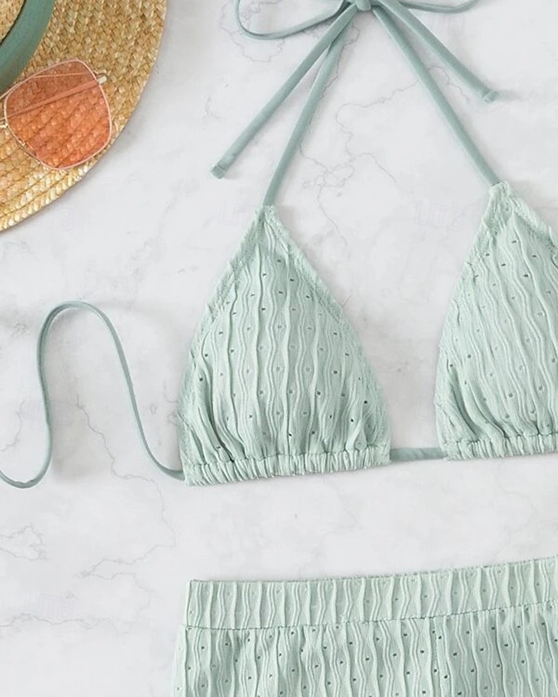 Dámské Bikinové sety 2 ks Plavky Jednobarevné Ochrana proti UV záření Elastický Bez rukávů Plavky Surfování Potápění Plavání Léto 2026 - $16.49 –P12