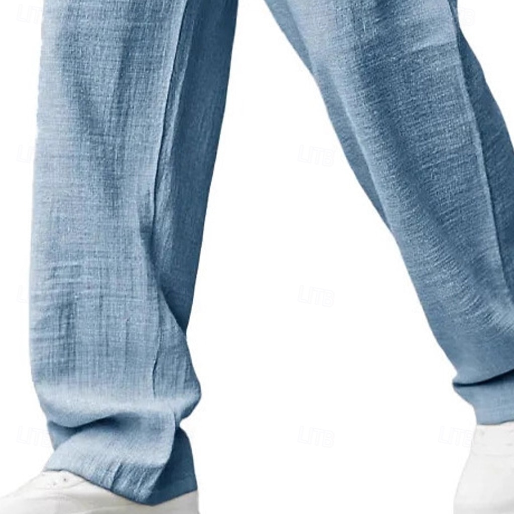 Herren Hose Sommerhose Baggy-Hosen Strandhose Elastischer Bund Gerader Schnitt Einfach Komfort Atmungsaktiv Volle Länge Lässig Täglich Ferien Urlaub Mode Blau Schwarz Unelastisch 2026 - $12.49 –P3