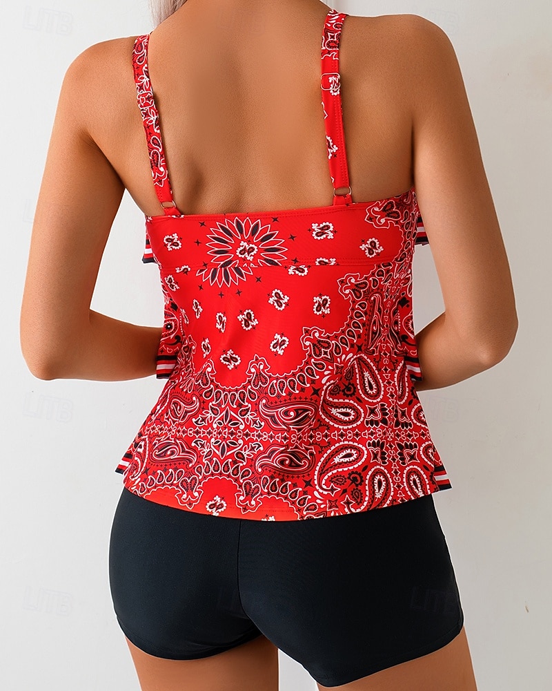 Per donna Standard Costume da bagno Tankini 2 pezzi Paisley Stampato Boyleg Asciugatura Rapida Elastico Senza Maniche Costume da Bagno Costume da bagno Surf Spiaggia Nuoto Estate del 2026 a $22.99 –P2