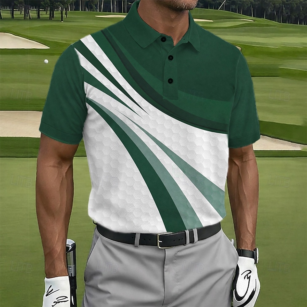 Hombre Geométrico Golf Camisetas polo deportivas Manga Corta Camisas de polo Camisas con cuello Casual Ropa Deportiva Botones Primavera verano Azul Piscina Morado Verde Trébol 2026 - $21.99 –P1