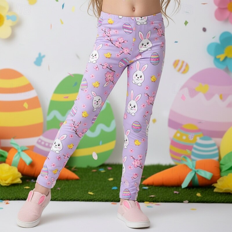 Easter Girls' 3D Graphic Rabbit Pants Leggings Spring Fall Cute Streetwear Basic Kids 4-12 Years Casual Daily Outdoor Regular Fit 2026 - $15.99 –P1