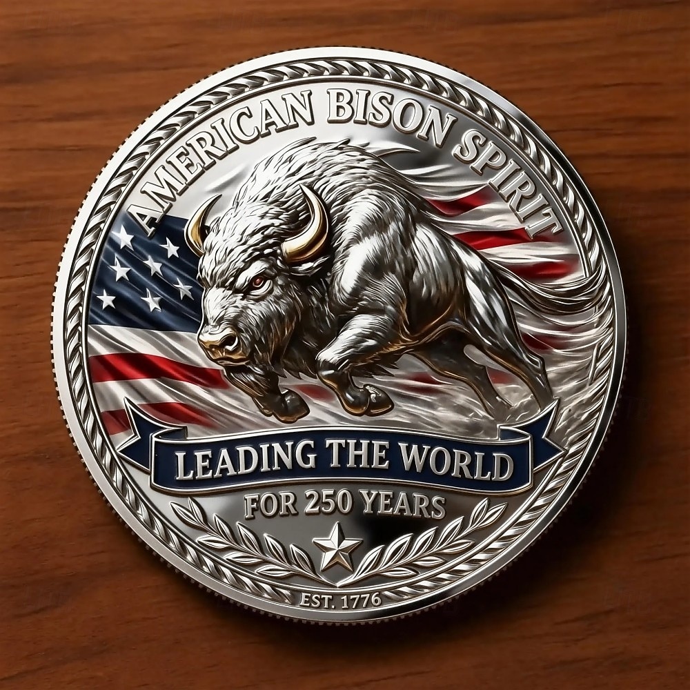 USAs 250-årsjubileumsmynt Amerikas arv 250 års utfordringsmynt metall amerikansk bison ånd commemorativ mynt patriotisk USA 1776–2026 jubileumssamling semikvincentenial 2026 - $5.49 –P3