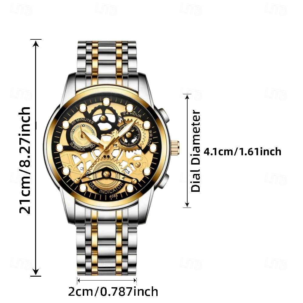 Новые многофункциональные мужские часы, роскошные кварцевые часы для мужчин, светящийся в темноте дисплей, скелетонизированный дизайн циферблата, точное измерение времени, подходят для повседневного 2026 - $23.99 –P8