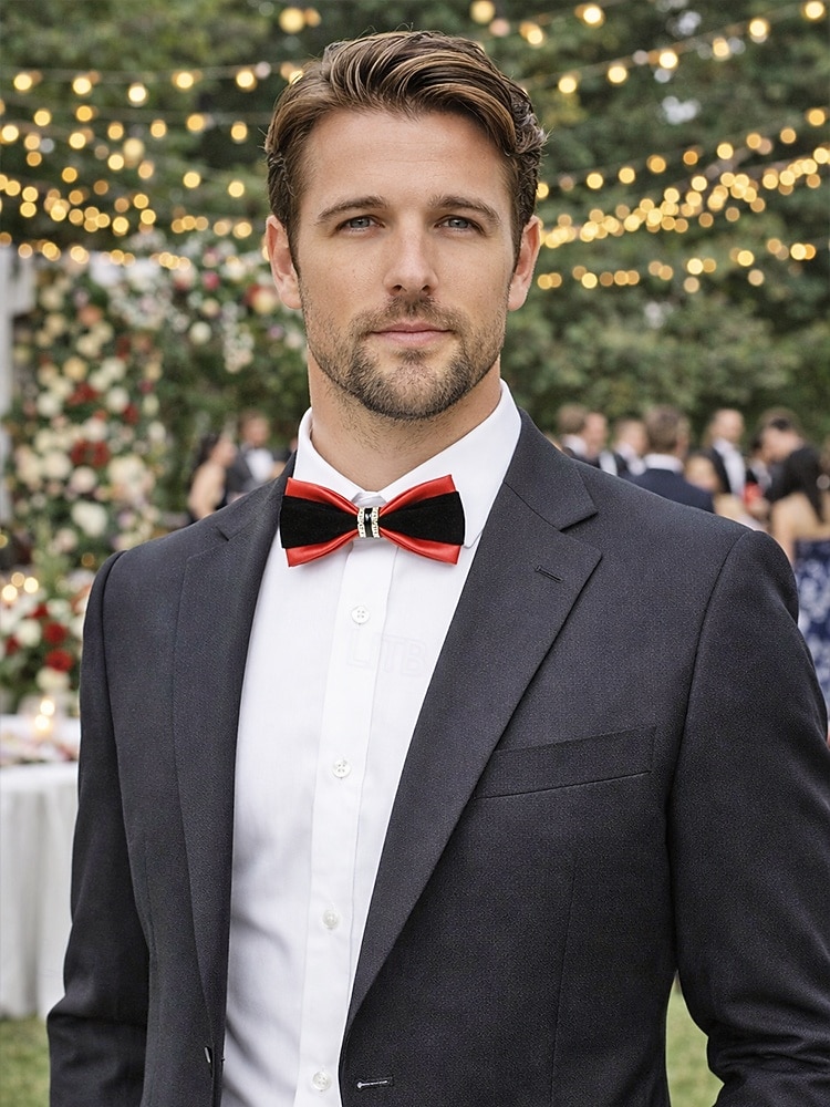 Pajarita de piel sintética para hombre: pajarita formal multicolor con detalle de diamantes de imitación, correa de cuello ajustable, estilo clásico y moderno para novios, bodas, San Valentín, fiestas y eventos formales. 2026 - $9.99 –P2