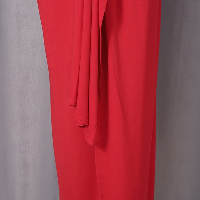 Two Piece Sheath Column Floor Length Wedding Guest Dress Wedding Guest Dresses Elegant Daily Cap Sleeve Halter Neck Garden Party Wedding with Ruched 2026 - $126.99 –P14
