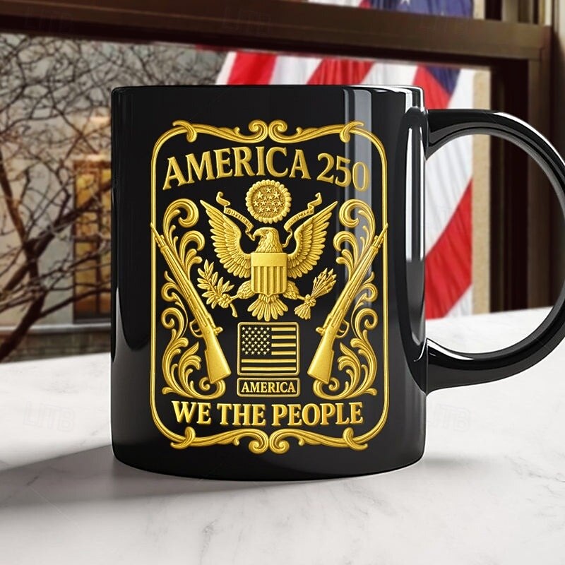 Krus til 250-årsjubileum i USA, keramisk kaffekrus til halvårsjubileum, 1776-2026 Amerika 250, uavhengighetsdagen 4. juli-gave til menn og kvinner, mikrobølgeovn &oppvaskmaskinsikker 2026 - $16.99 –P2