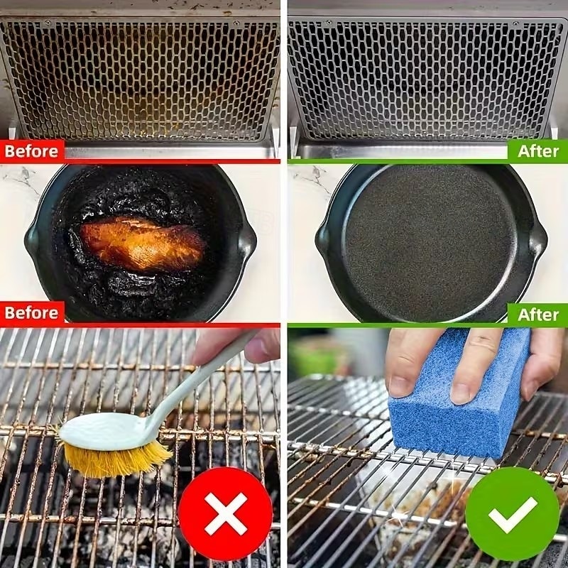 6 darabos grilltisztító szivacs karcmentes kaparóval, hőálló grilltisztító gáz- és faszénhez &sütőrácsok, csúszásmentes ergonomikus fogantyú 2026 - $10.49 –P5