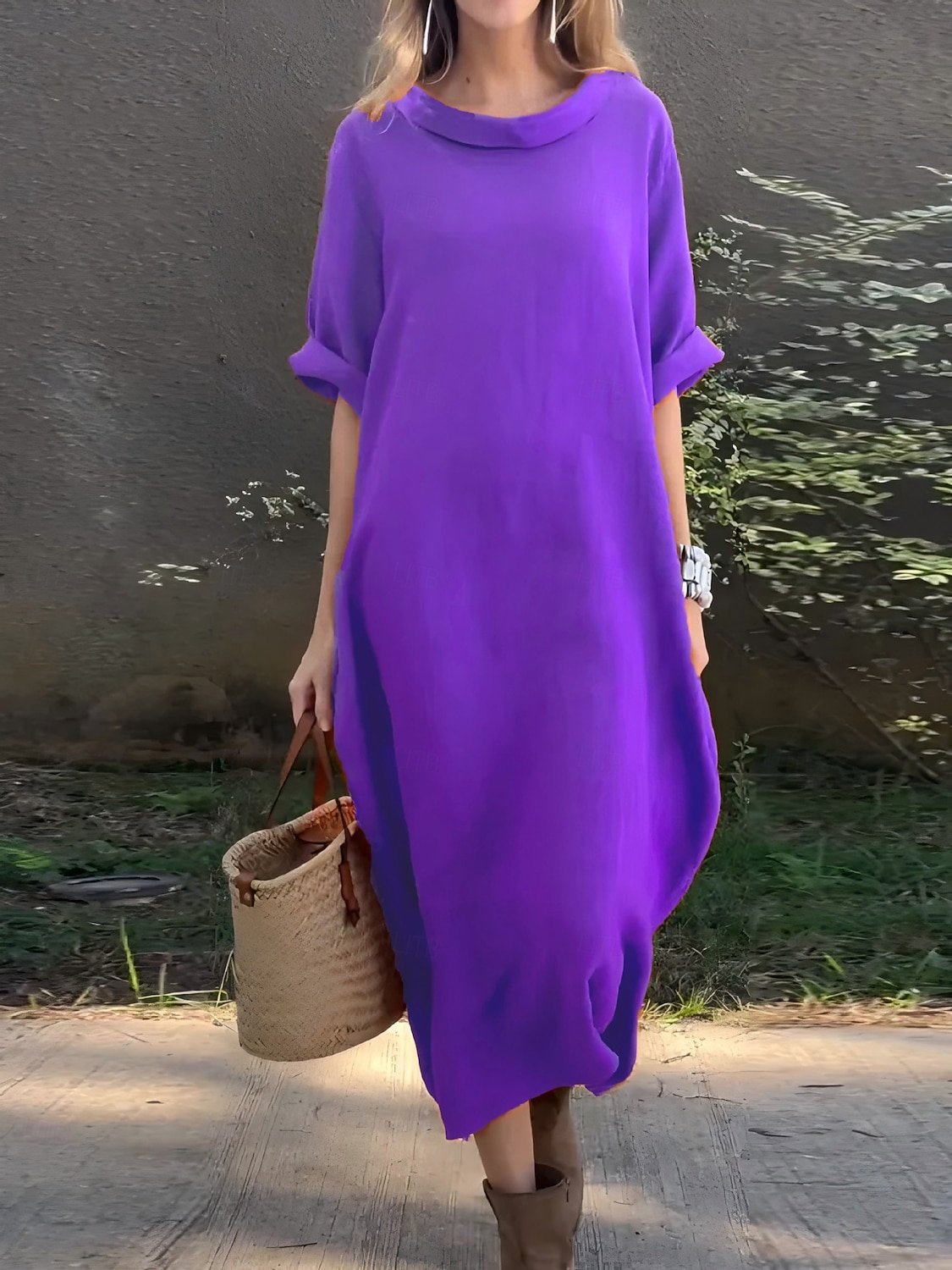 Dames Maxi-jurk Hemdjurk Casual Dagelijks Normale pasvorm Effen 3/4 mouw Col Zwart Wit Geel Rood Zomer Lente Herfst 2026 - $32.99 –P2