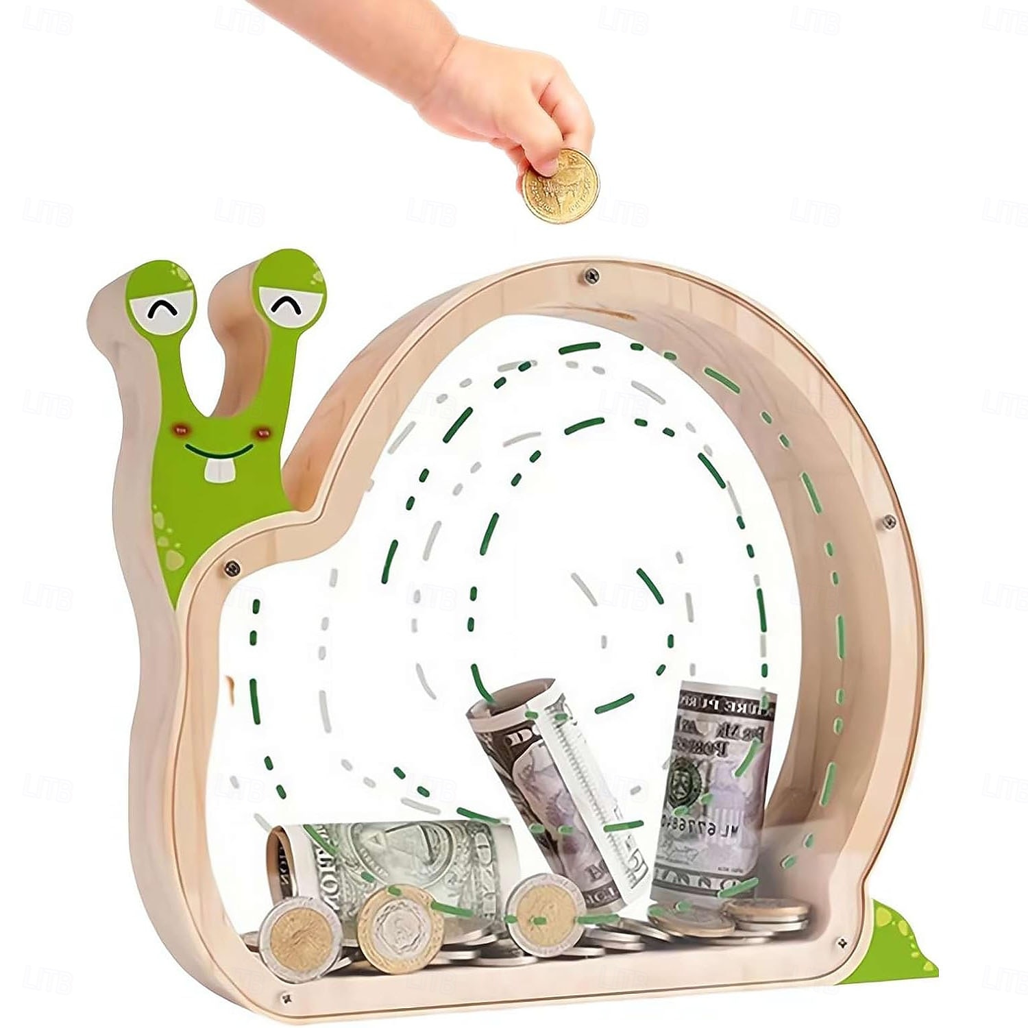Houten spaarpot in de vorm van een dinosaurus voor jongens, transparante spaarpot met acrylvenster, creatieve spaarpot, cadeau spaarpot, nieuwjaars-, verjaardags- of doopcadeau voor peuters en meisjes 2026 - $22.99 –P9