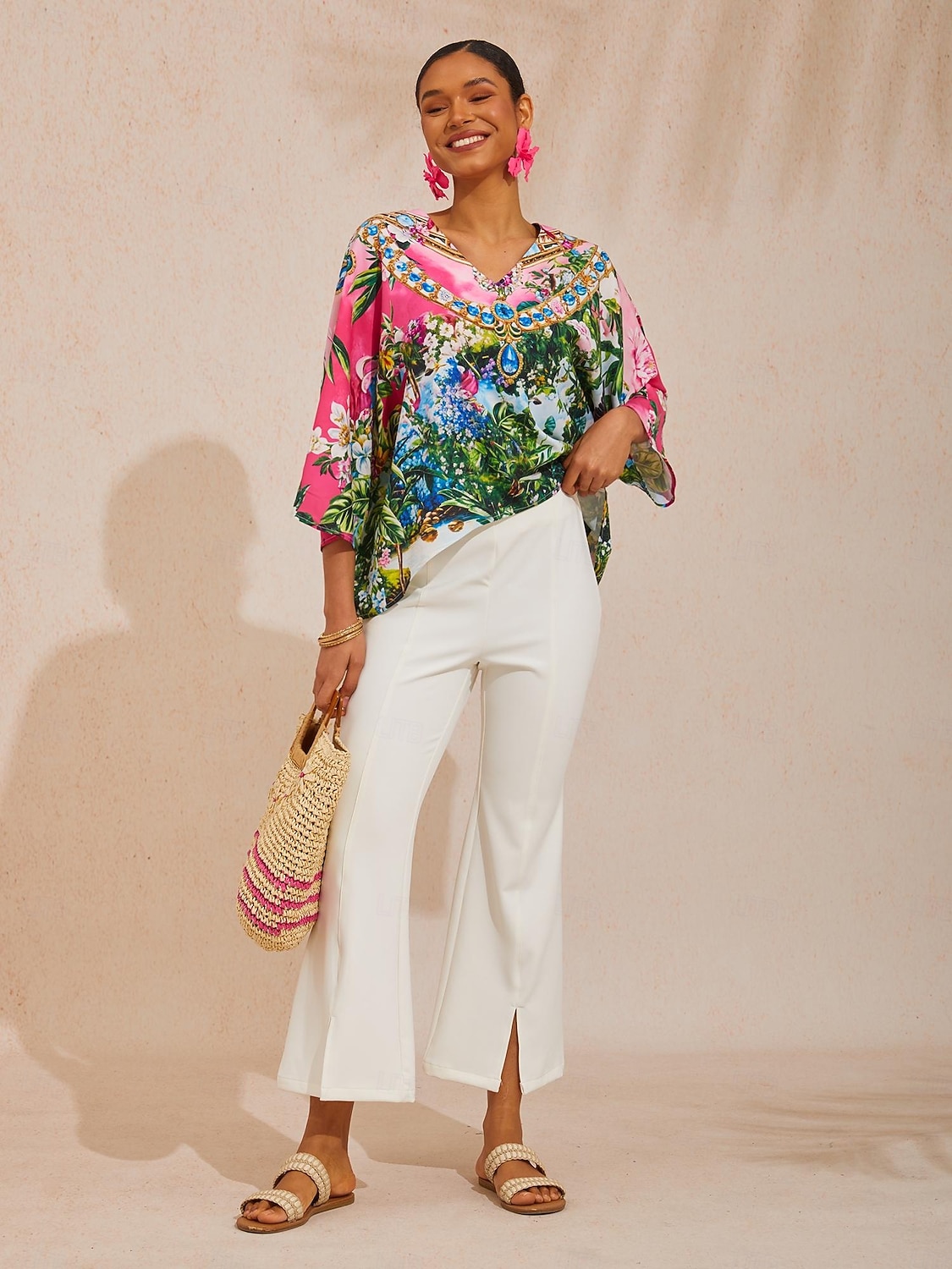 Pink Jungle Party Silky Satin Diamond Top 2026 - $56.99 –P1