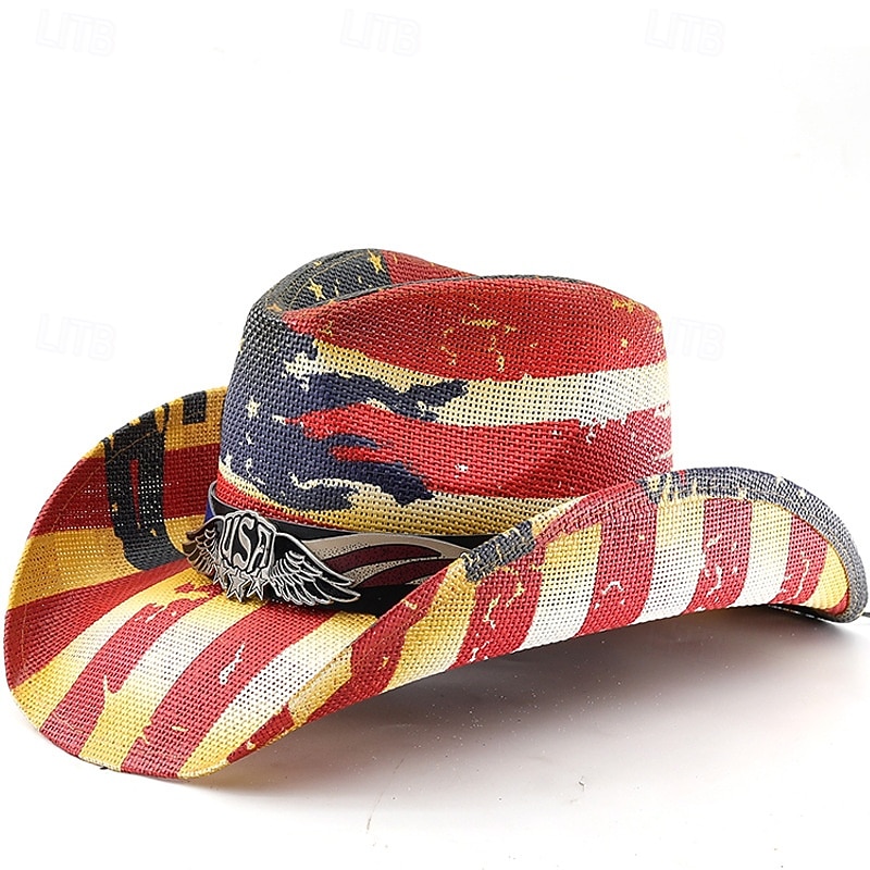 250-jähriges Jubiläum USA Retro Vintage Wilder Westen Cowboyhut Cowgirl-Hut Cowgirl Cowboy Westlicher Cowboy Kostüm Unisex Maskerade 4. Juli Party Unabhängigkeitstag Erwachsene Hut Ganzjahres 2026 - $26.99 –P1