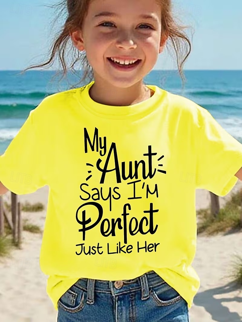 Mädchen 3D Grafik Buchstabe T-Shirt Kurzarm 3D-Druck Sommer Frühling Sport Mode Streetwear Kinder 4-12 Jahre Rundhalsausschnitt Lässig Täglich Outdoor Normale Passform 2026 - $12.99 –P1