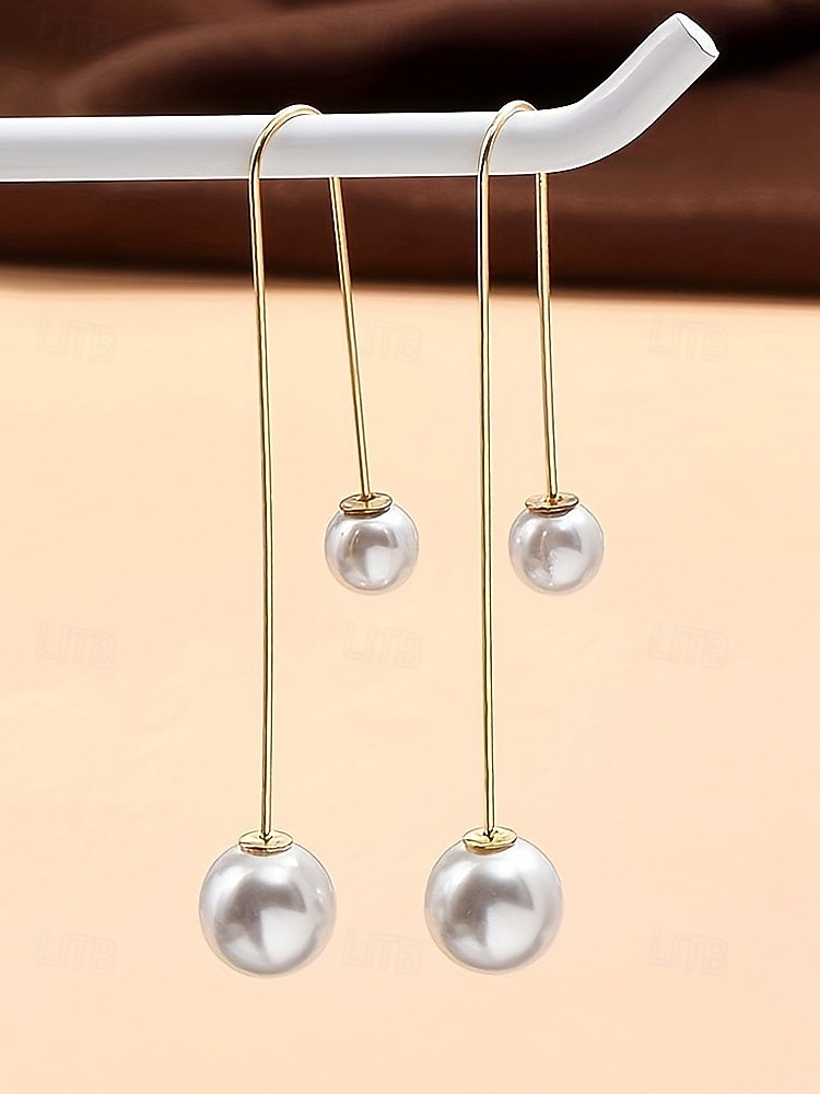 Женские серьги-подвески с искусственным жемчугом – материал: сплав и искусственный жемчуг, элегантный дизайн – идеально подходят для свадеб и повседневной носки. 2026 - $7.99 –P6