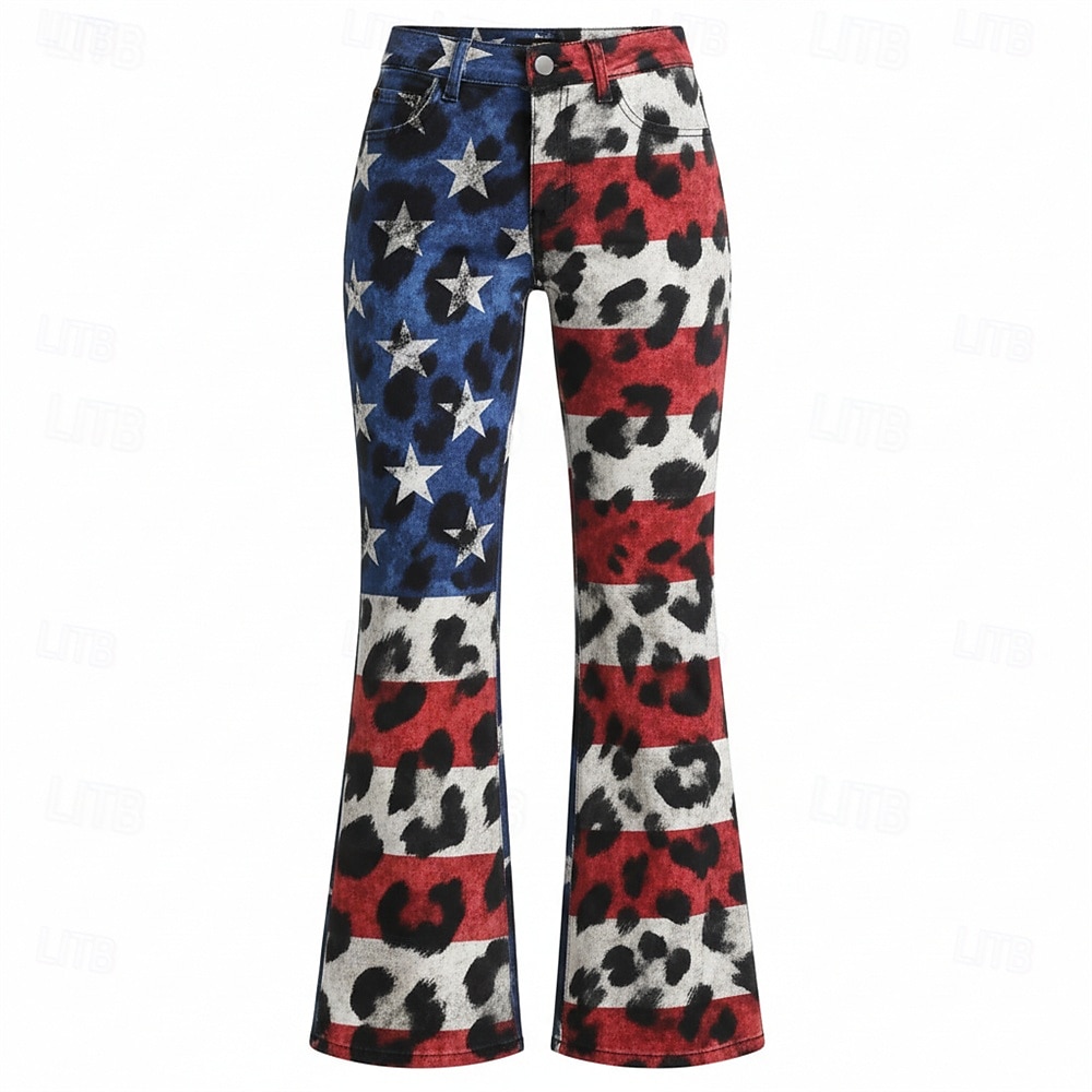 250º Aniversario de EE. UU. Retro Antiguo Años 70 Pantalones Los pantalones de campana Hippie Disco Alta cintura Disfraz Mujer Mascarada 4 de julio Fiesta Día de la Independencia Adulto Pantalones 2026 - $32.99 –P2