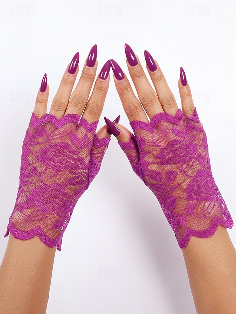 Luvas femininas de renda, confeccionadas em renda de poliéster, disponíveis em diversas cores, perfeitas para casamentos, festas e ocasiões especiais. de 2026 por CLP $7717 –P10