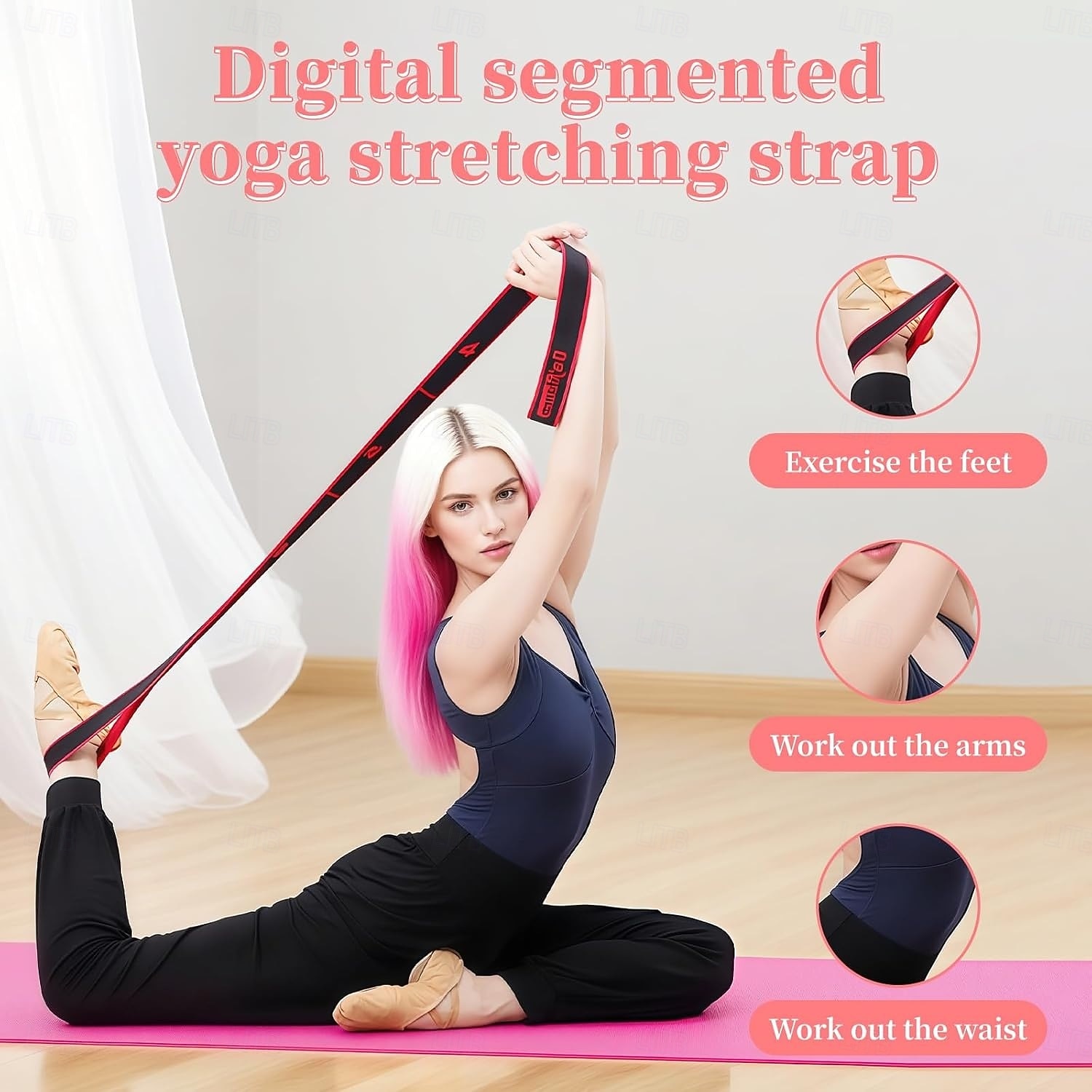 2 stk. treningsmotstandsbånd for tøying og yoga, tallstretchmotstandsbånd med tydelige markeringer, 8-seksjoners elastiske treningsbånd for tøying og forming av hele kroppen 2026 - $16.99 –P4