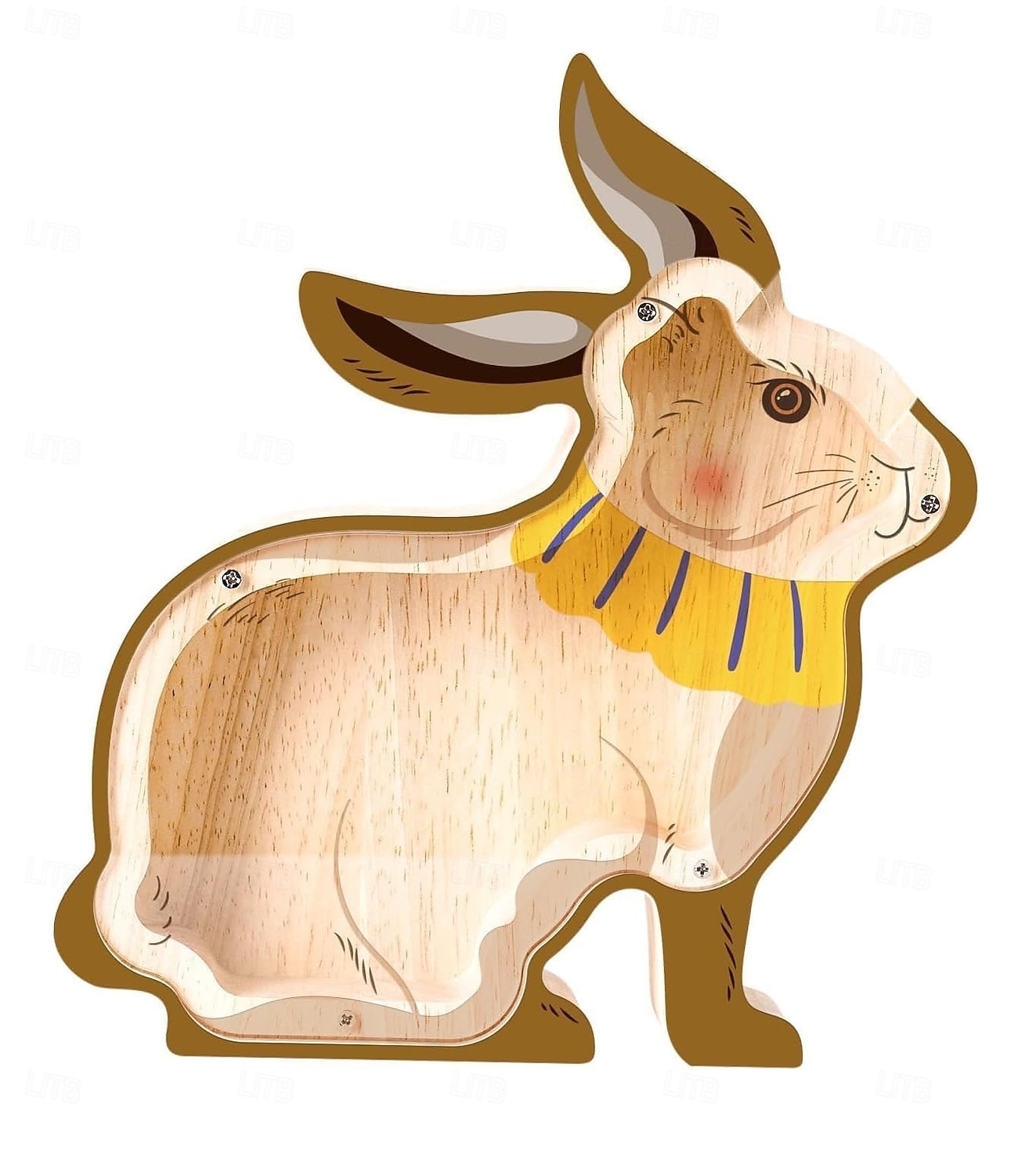 Tresparegris av kanin for barn, uknuselig myntbøtte av tre for barn, søt pengebøtte, kaninbøtte til jul, bursdag, påskegaver, sparegrisleke for jenter, gutter 2026 - $22.99 –P10