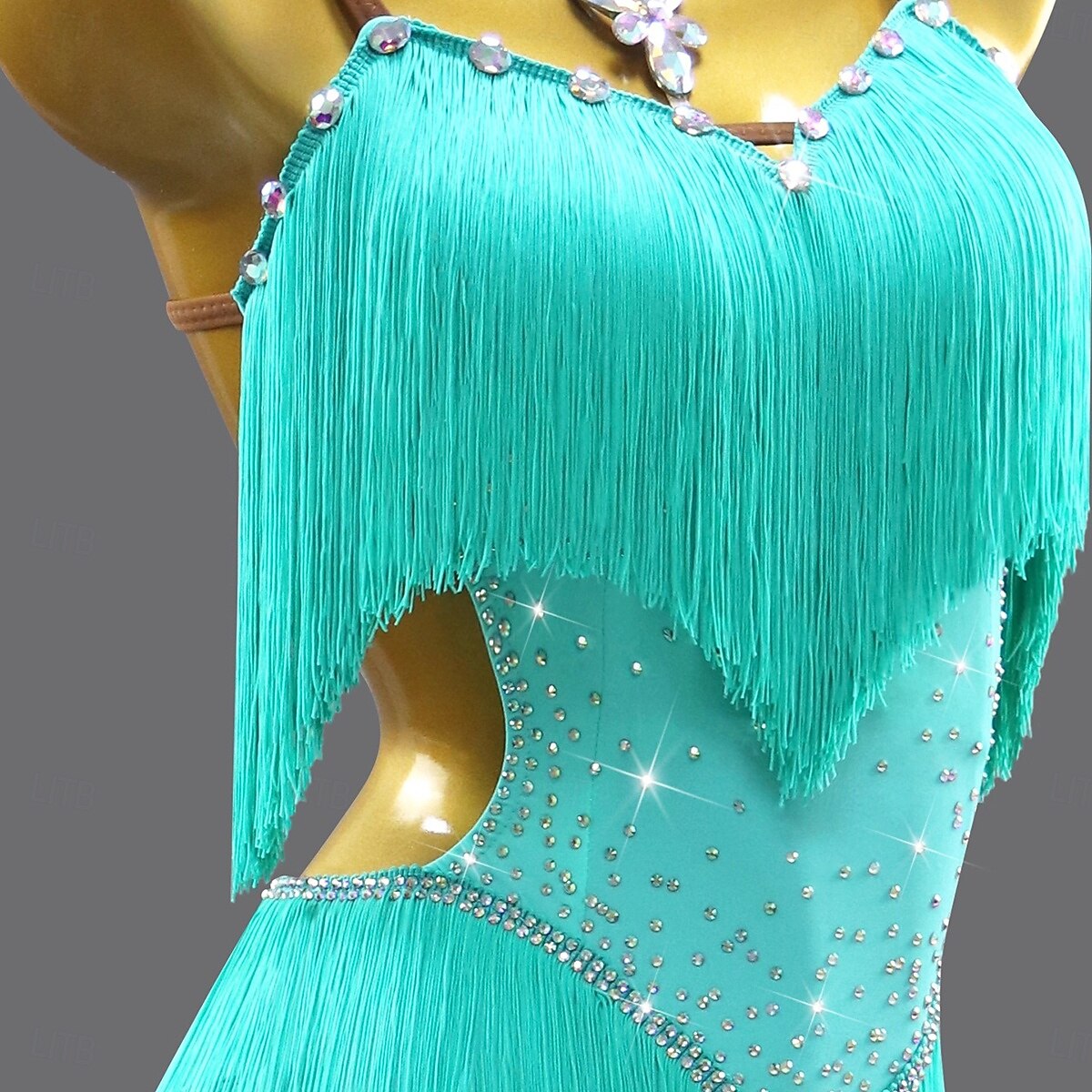 שמלת ריקוד לטיני עם ריינסטון ציצית לנשים ללא שרוולים בגדי ריקוד רומבה סלסה 2026 - $175.99 –P3