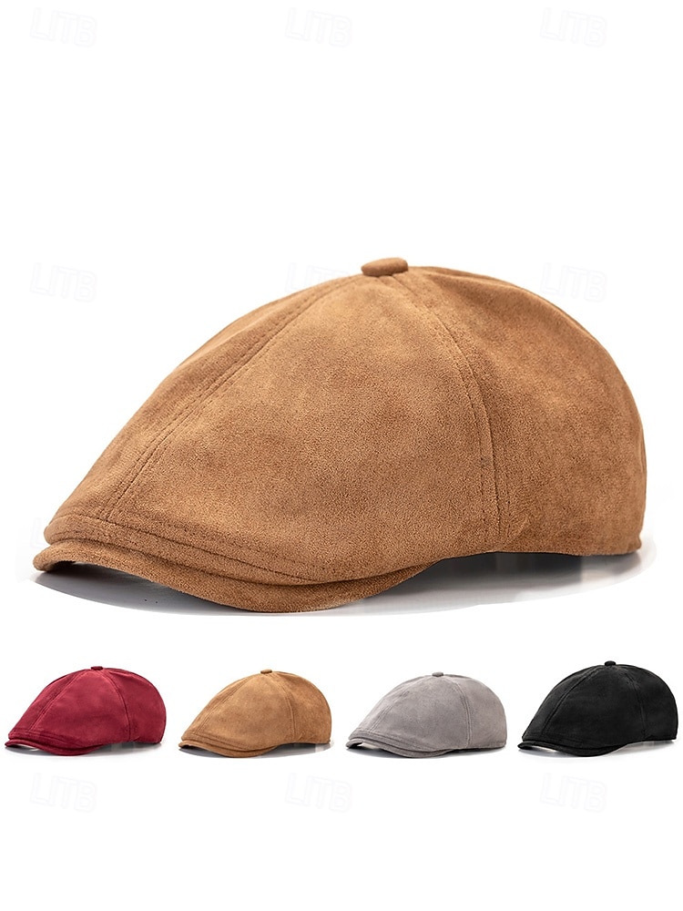 Heren suède platte pet in diverse kleuren, klassieke newsboy-pet, comfortabel en stijlvol, perfect voor casual en semi-formele gelegenheden. 2026 - $11.99 –P4