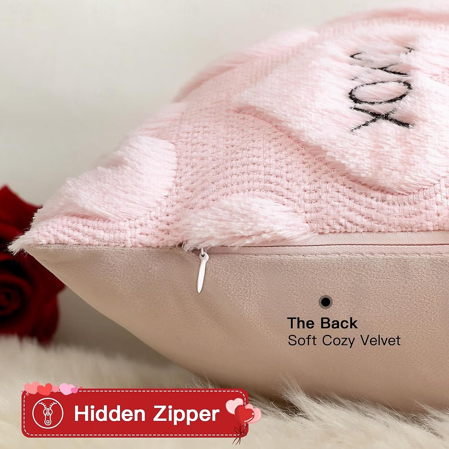 Valentines Pillow Covers 18x18 Set of 2 Decorative Love Heart XOXO Valentine's Day Throw Pillow Cases Soft Plush Faux Fur Couch Cushion Case for Holiday Sofa Bed Room Home Decor-Pink XOXO 2026 - $15.99 –P6