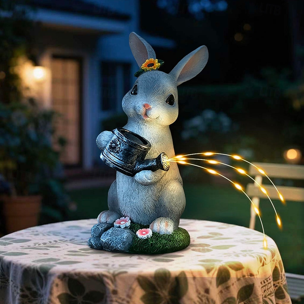 Easter Bunny Outdoor Solar Waterproof Gray Resin Watering Can Light, Garden Yard Pathway Lawn Decor, Farm Landscape Lighting, Decorative Figurine Accent Light for Outdoor Garden 2026 - $34.99 –P1