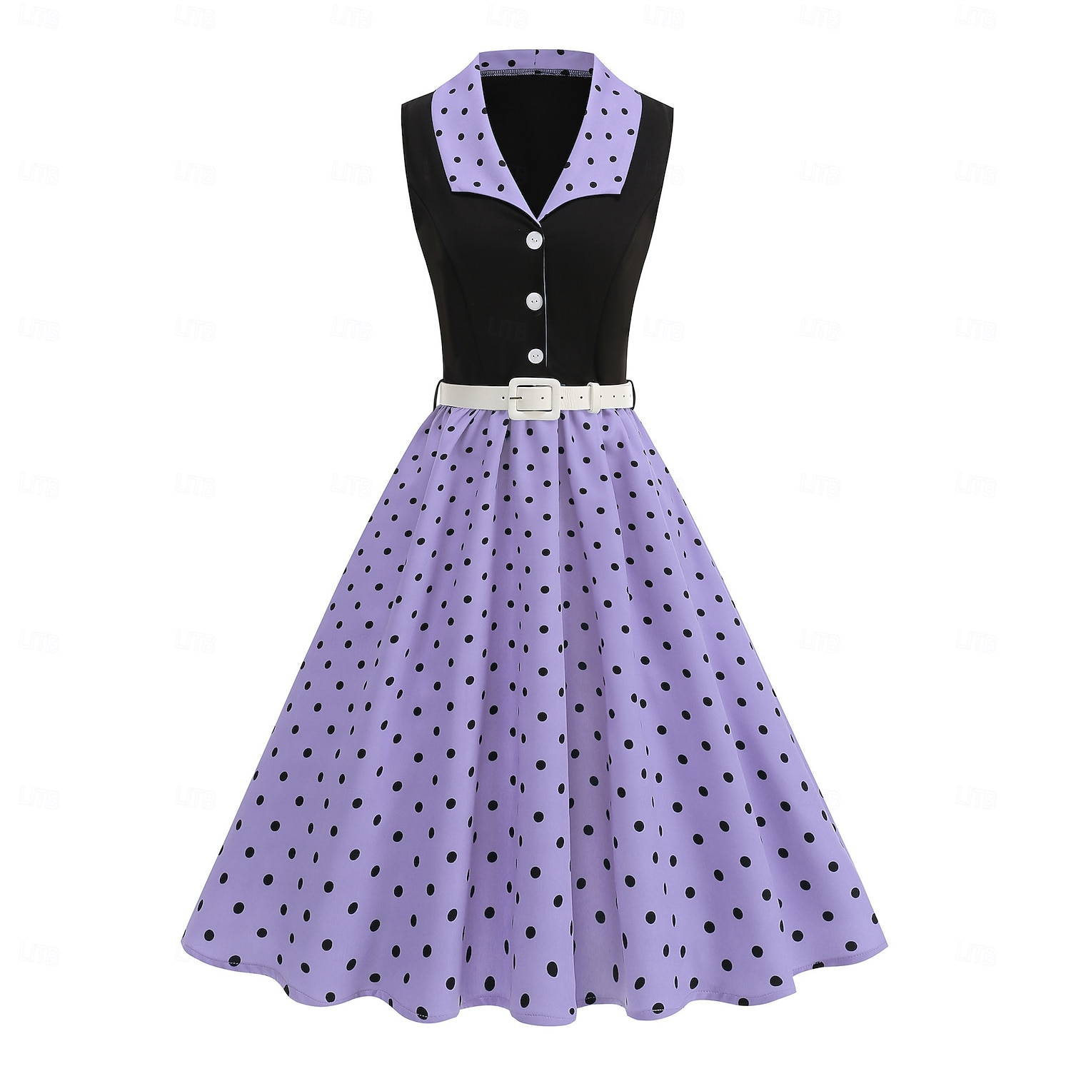1950-luku Retro / vintage rockabilly Keskipäivä Swing -mekko Flare mekko Hihaton Pistekuvio Muotoonommeltu Keinu Naamiaispuku Naisten Karnevaali Ystävänpäivä Naamiaiset Loma Arkikäyttö Tyttöjen 2026 - $41.99 –P6