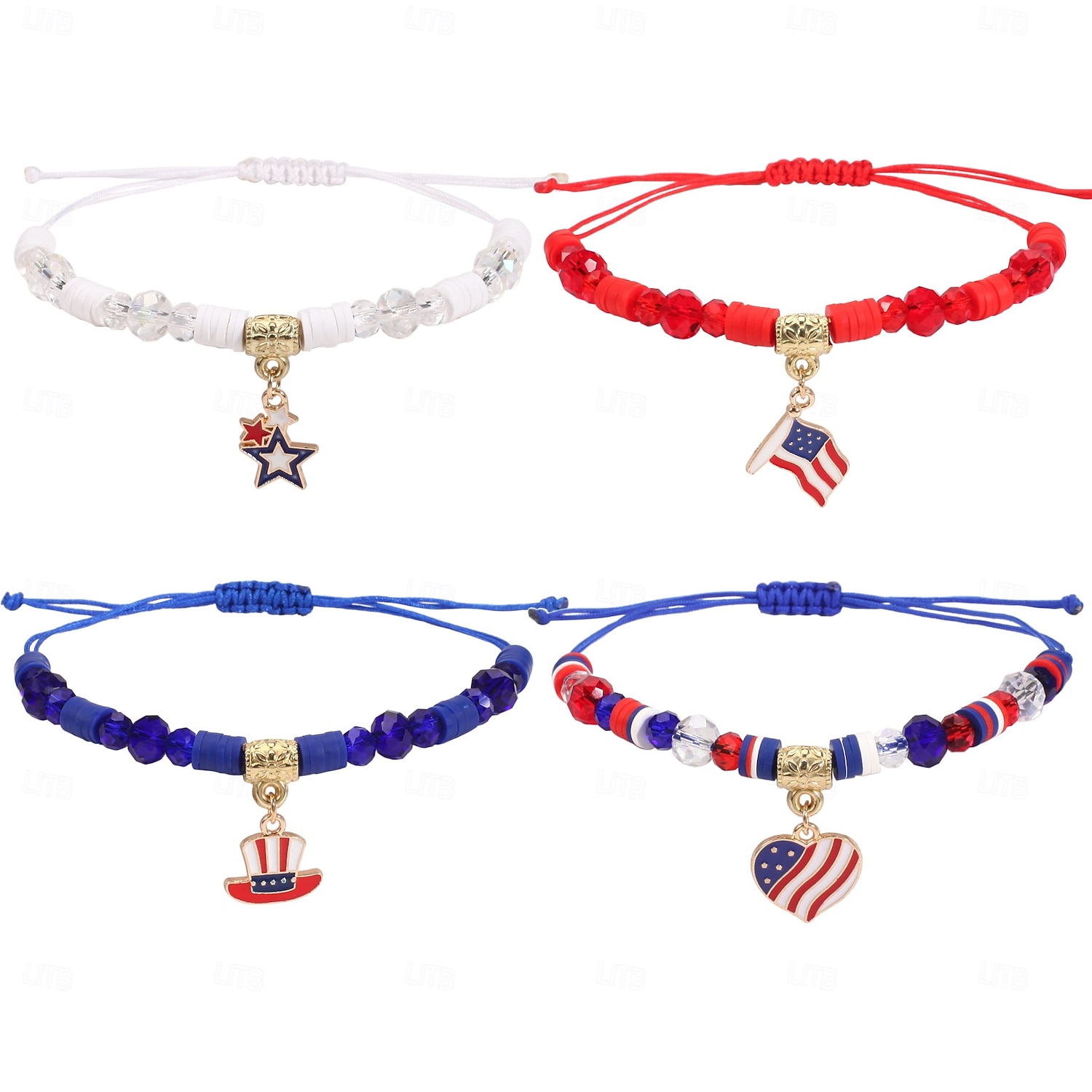 Yhdysvaltojen 250-vuotisjuhla Bracelet Vapaa-aika Aikuisten Sukupuolineutraali Itsenäisyyspäivä 4. heinäkuuta Juhla Suoritus Pukeudu 2026 - $12.49 –P4