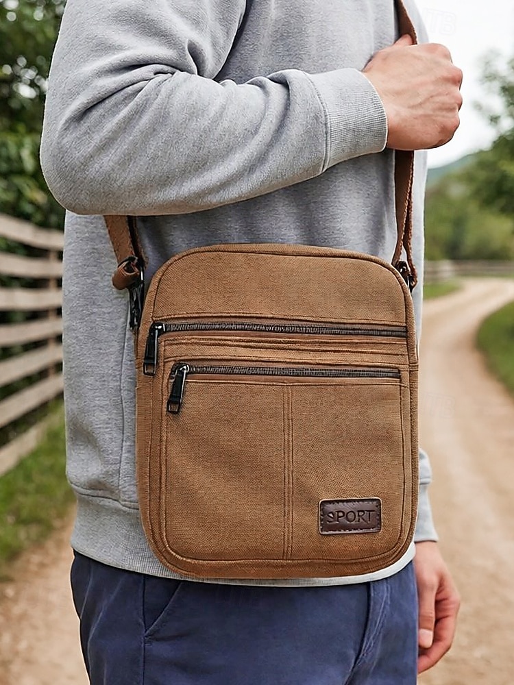 Bolso bandolera de lona para hombre, varios colores, material duradero, ideal para salidas informales, viajes y uso diario. 2026 - $11.99 –P1