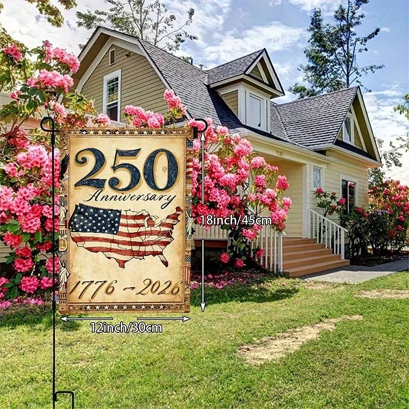US 250th Anniversary Garden Flag Vintage Style America 250 Flag Design Commemorative 1776-2026 Yard Decoration for Patriotic Celebration Semiquincentennial 4th of July Independence Day 2026 - $9.99 –P3