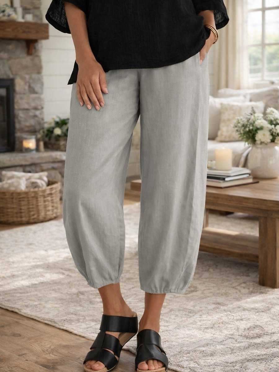 Mujer Pantalones Capri Pantalones de lino y algodón Chinos Pantalones cortos de verano Vacaciones Ropa de calle Básico Hasta el Tobillo Media cintura Plano Bolsillo Confortable Comodidad Cómodo Rígido 2026 - $18.49 –P1