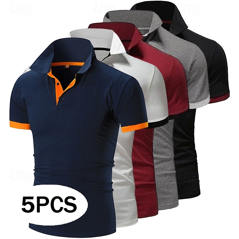 Per uomo Polo Maglia da golf Casuale Sportivo Classico Manica Corta Essenziale Tinta unica Semplice 5 pezzi Confezione multipla Estate Primavera Tutte le stagioni Vestibilità aderente 1 2 3 4 5 6 Polo del 2026 a $58.99 –P1