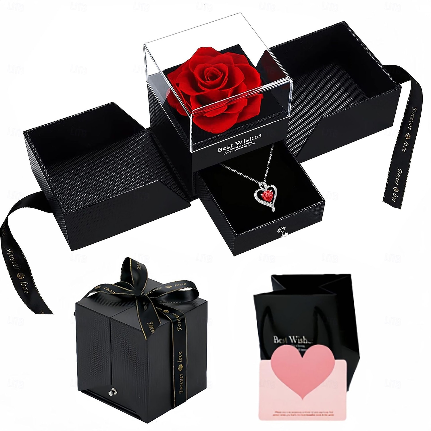 Preserved Flowers Gift for Mom from Son or Daughter, Incl 4 Rose and Heart Necklace, Ideal Gifts Birthday, Mother's Day, Valentine's Day, Christmas for Grandma for Her, Women, Wife 2026 - $19.49 –P7
