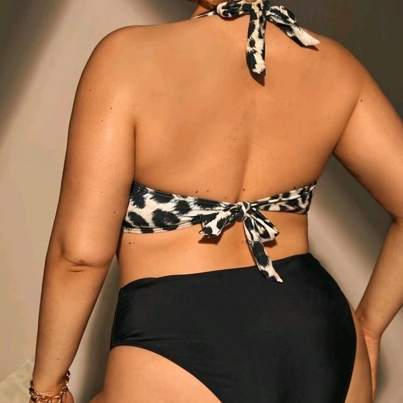 Mujer Estándar Trajes de baño de talla grande Tankinis y bikinis para surfear Traje de baño Leopardo Espalda Abierta Protección UV Elástico Sin Mangas Bañadores Surf Buceo Natación Verano 2026 - $23.99 –P6