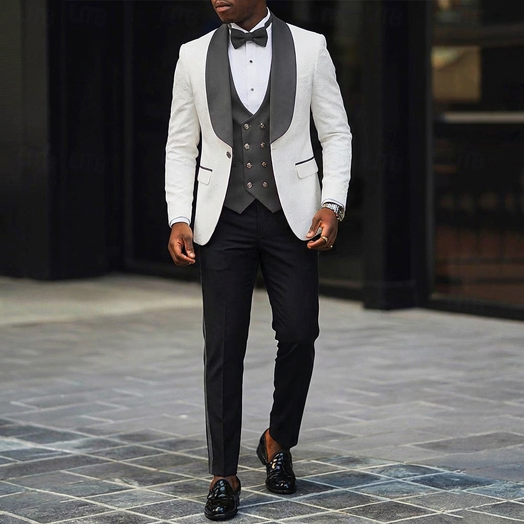 ملك الرجال توكسيدو بدلات الحفلات زفاف الشاطئ حفل زفاف ربيعي وردي بلاشيهغ عنابي للربيع والصيف بدلة فتحت الصدر عريضة موضة كاجوال بقع قياس نحيل 3 قطعة مجموعة زر واحد صدر واحد 2026 - GBP £96 –P8