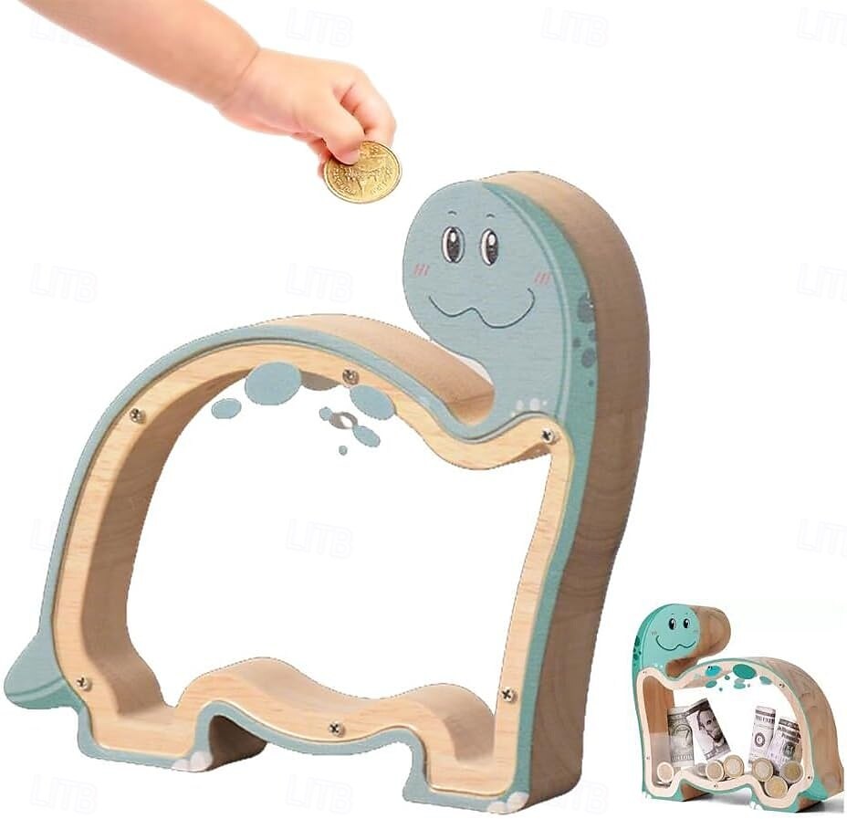 Houten spaarpot in de vorm van een dinosaurus voor jongens, transparante spaarpot met acrylvenster, creatieve spaarpot, cadeau spaarpot, nieuwjaars-, verjaardags- of doopcadeau voor peuters en meisjes 2026 - $22.99 –P13