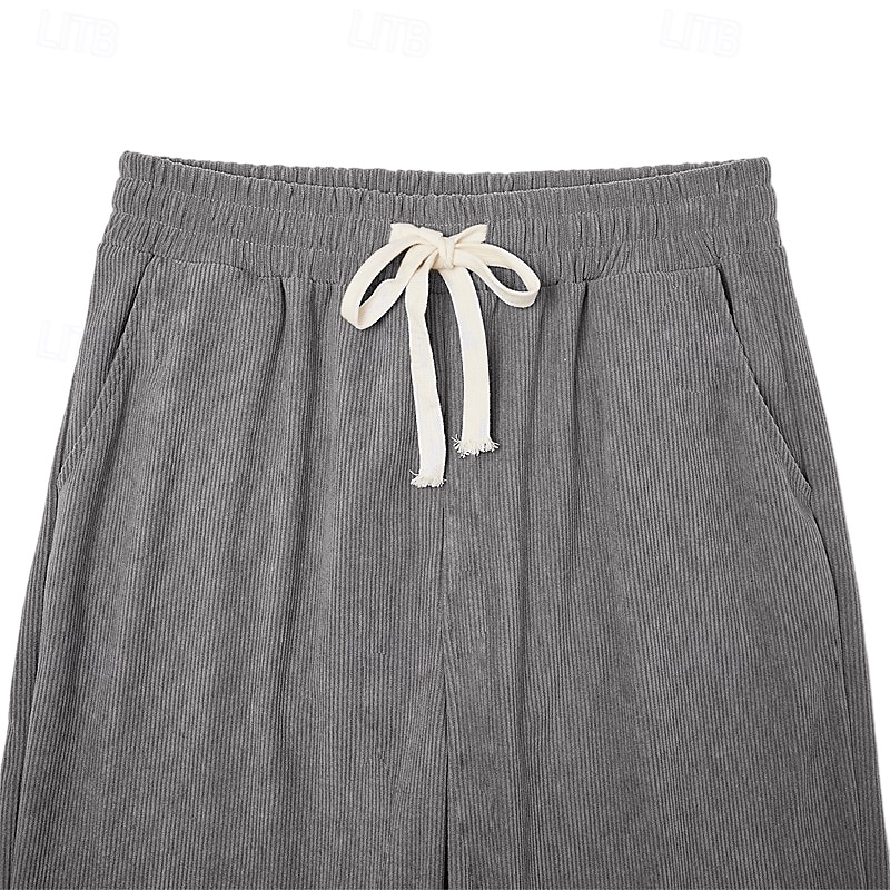 Męskie Spodnie dresowe z szerokimi nogawkami Spodnie Spodnie sztruksowe Luźne spodnie Spodnie codzienne Ściągana na sznurek Elastyczny pas Równina Prążki Odprowadza wilgoć Oddychający Pełna długość 2026 - $24.99 –P7