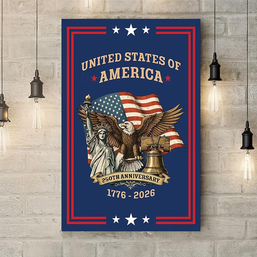 Cartel de aniversario 250 de EE.UU. cartel de cumpleaños americano pancarta de cartel del Día de la Independencia de EE.UU. águila campana Estatua de la Libertad patriota 2026 - $12.99 –P1