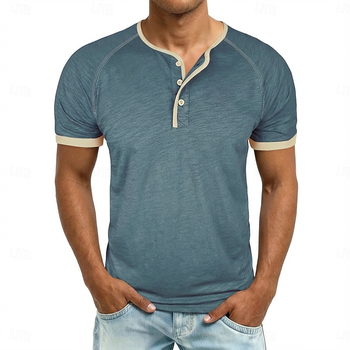 Homens Camisa Henley Camisetas Camiseta 100% algodão Manga Curta Côr Sólida Tecido Cor Única Moda Designer Casual Bloco de cor Botões Henley Casual Diário Ao ar livre Primavera Verão Verão Primavera de 2026 por $20.99 –P5