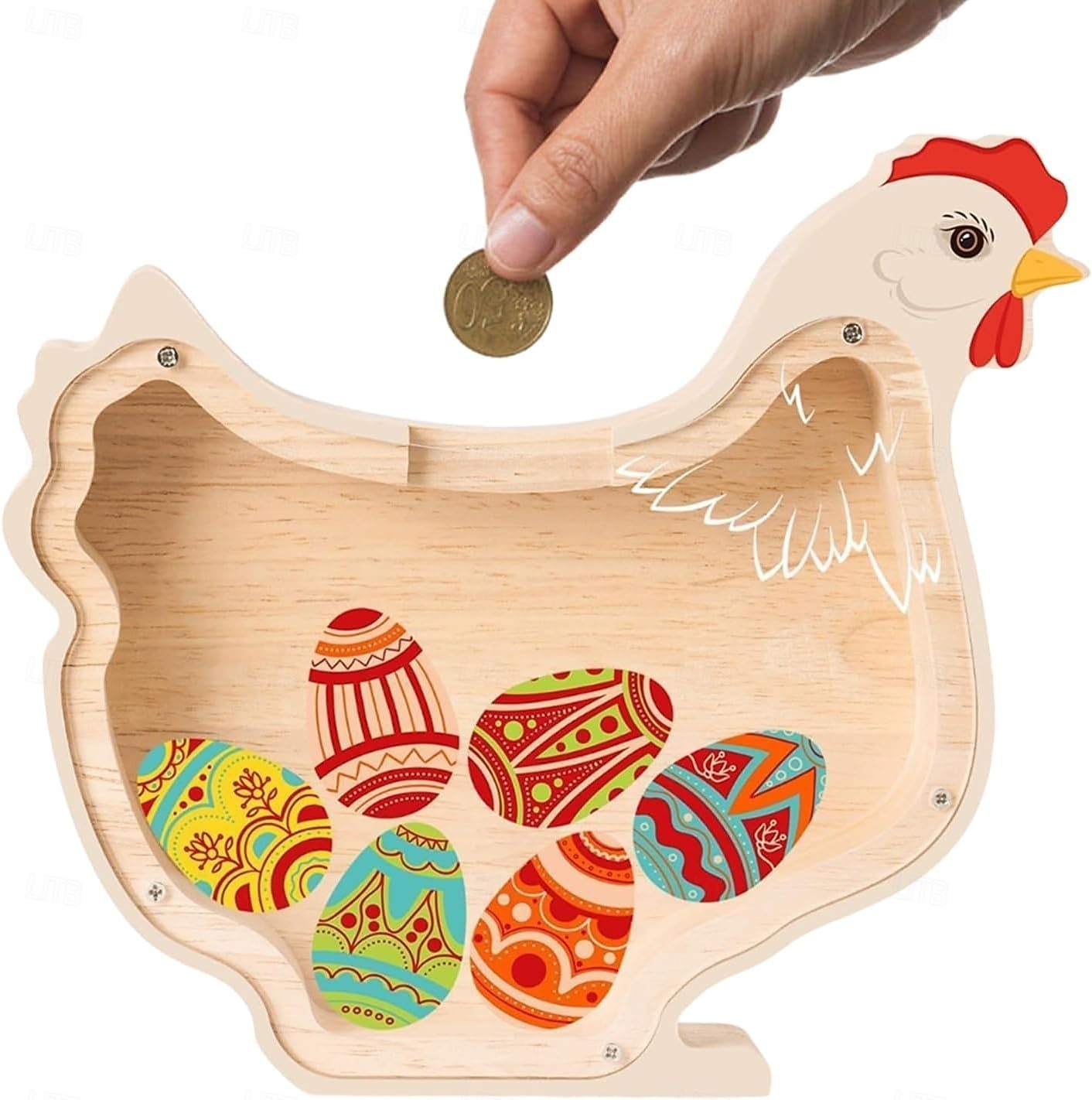 Tresparegris av kanin for barn, uknuselig myntbøtte av tre for barn, søt pengebøtte, kaninbøtte til jul, bursdag, påskegaver, sparegrisleke for jenter, gutter 2026 - $22.99 –P1