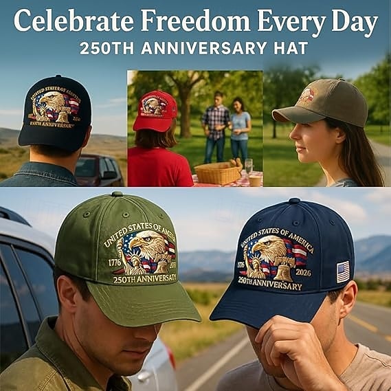 Klobouk k 250. výročí Spojených států s 2 kusy pamětních mincí digitálně potisknutý klobouk Hlava orla a svoboda 250. výročí americké oslavy 4. července vlastenecký dárek semikvincenální 2026 - $31.99 –P5