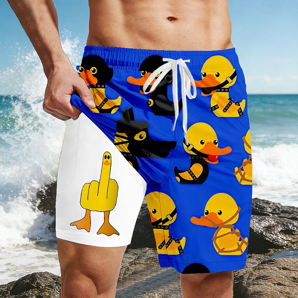 Homme Dessin animé Canard Majeur Short doublé Short de bain 2 en 1 Shorts de bain Taille Moyenne Hawaïen Drôle Vacances à la Plage Poches Latérales Avec doublure de compression Taille élastique avec de 2026 ? $22.99 –P3