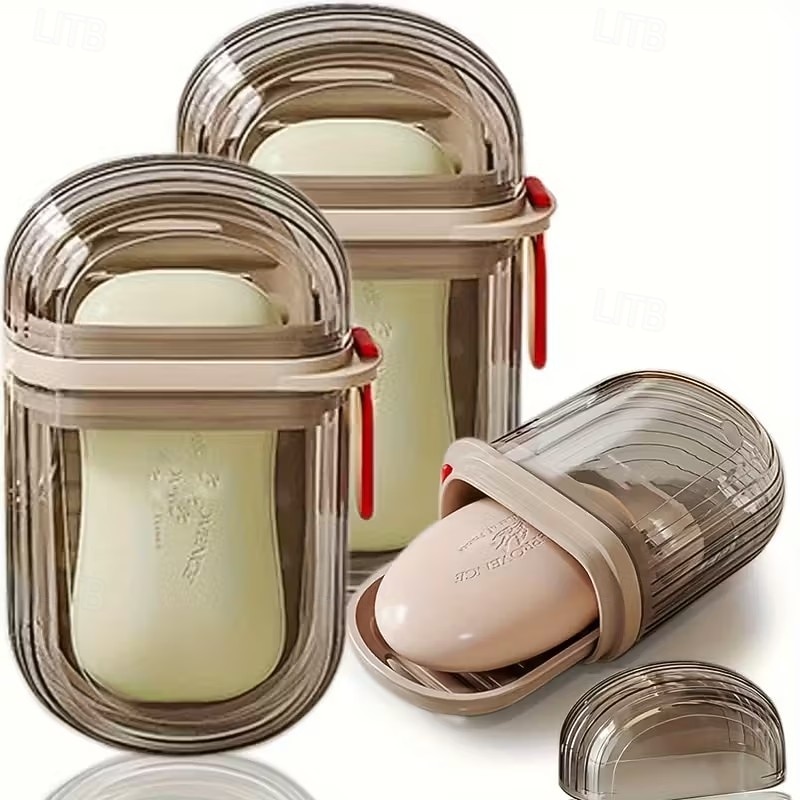 4ks přenosných krabiček na mýdlo s víky, utěsněná drenáž, vyrobené z materiálu pro domácí mazlíčky, vhodné na cestování a venkovní volnočasové aktivity - mini úložné krabičky na mýdlo pro kempování, 2026 - $9.99 –P1