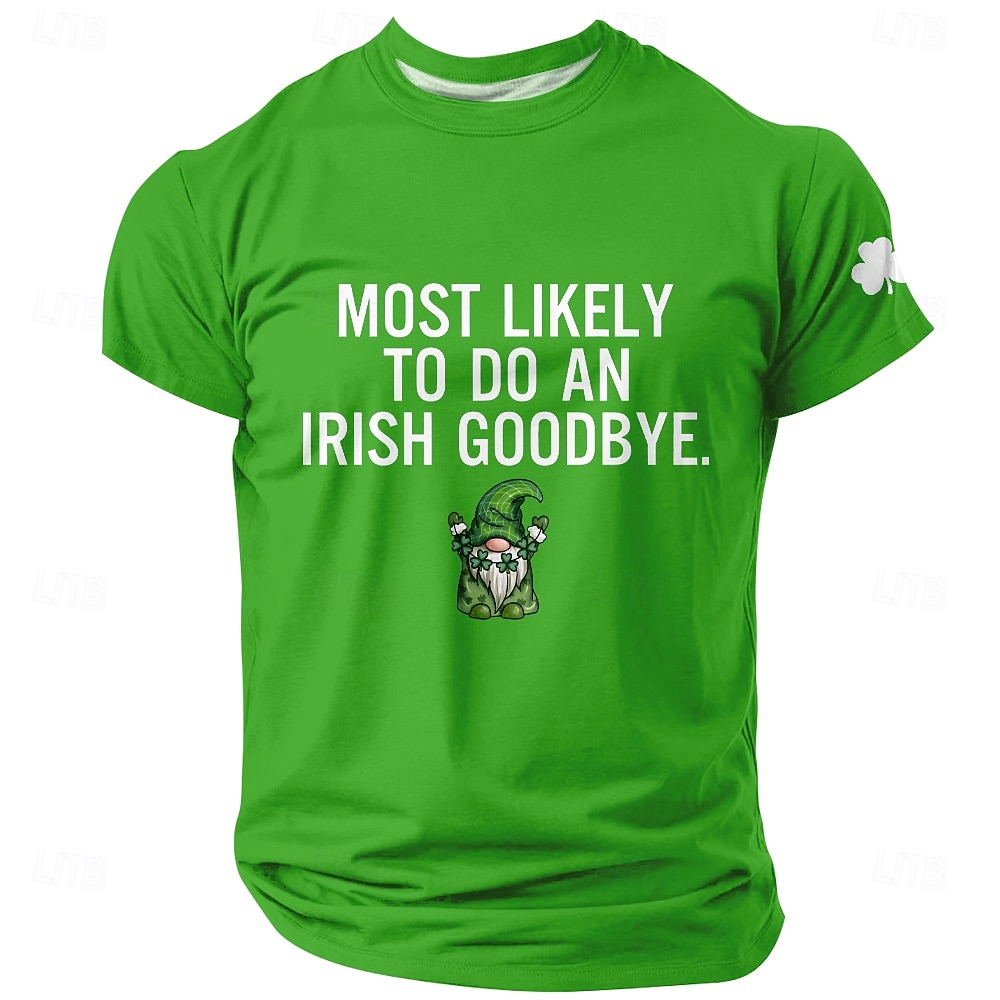 St. Patrick Men's Shamrock Irish T Shirt Short Sleeve T shirt 3D Print Crew Neck Shirt Designer Casual Club Party Holiday Black Light Green Dark Green Summer Spring Clothing Apparel S M L XL 2026 - $19.99 –P2