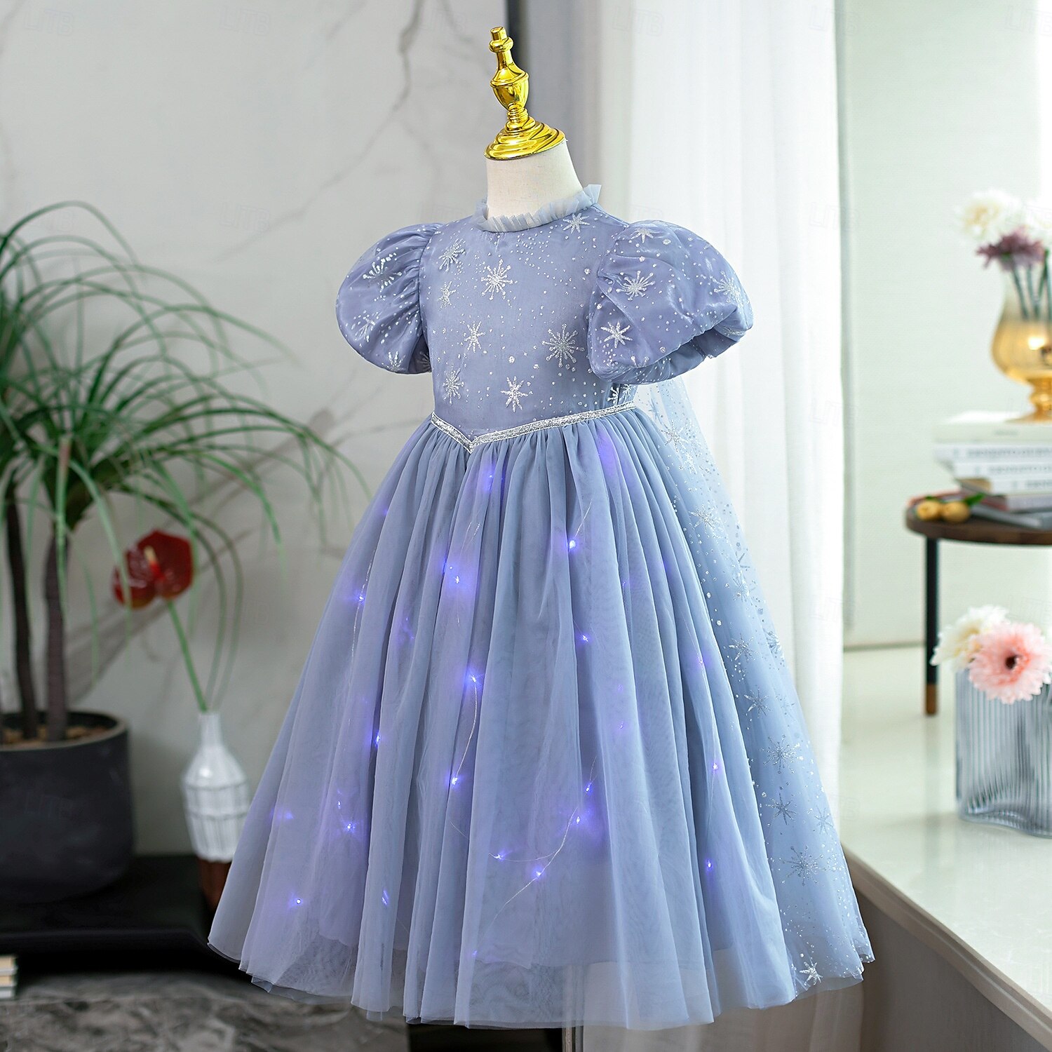 Buchwoche 2026, Mädchenkleid, einfarbig, Kurzarm, lässig, festlich, modisch, süß, Polyester, Sommer, ab 4 Jahren, hellgrau 2026 - $58.99 –P5
