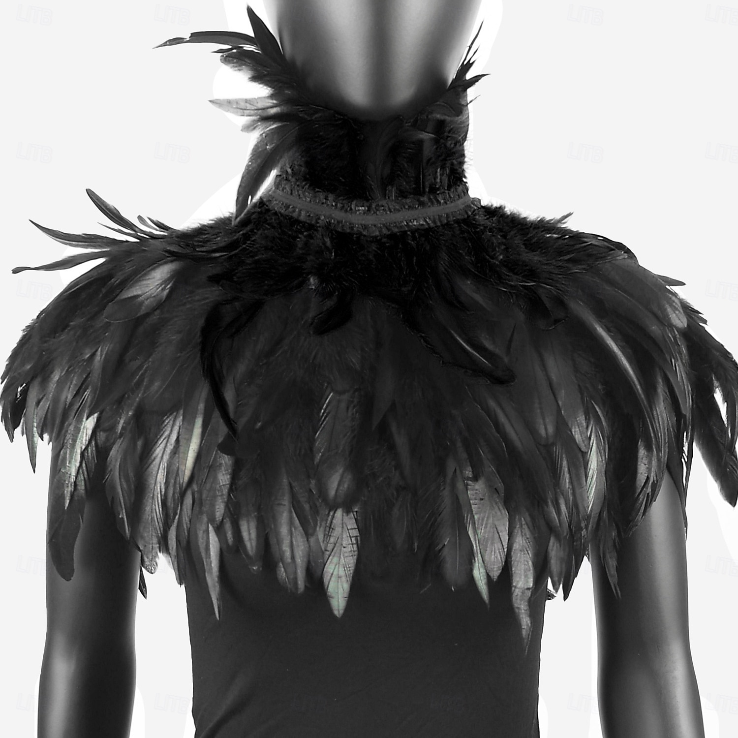 Karnevál 2026 Riói Karnevál Szamba Kiegészítők Nők Fekete Toll Köpeny Sál Magas Gallérral Brazíliai Fesztivál Előadói Jelmez 2026 - $26.99 –P1