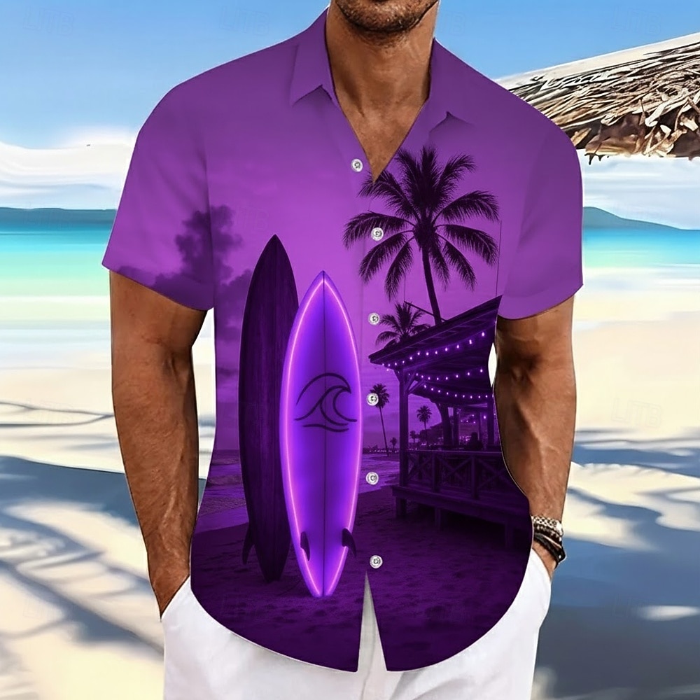 Hombre Árbol de coco Plantas tropicales Tablas de Surf camisa hawaiana Abotonar la camisa Manga Corta Hawaiano Casual Vacaciones Verano Primavera Cuello Vuelto Impresión 3D camisas con cuello Un 2026 - $25.99 –P3